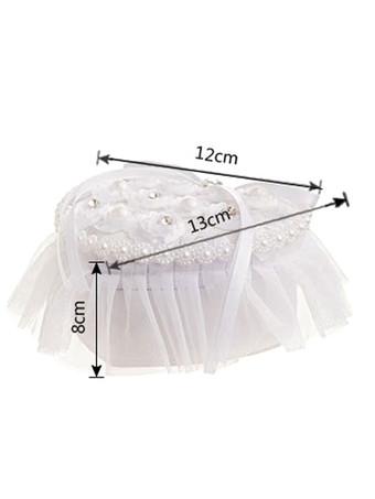 ウェディングリングボックスホワイトレースパールラインストーン弓ハートシェイプウェディングボックス