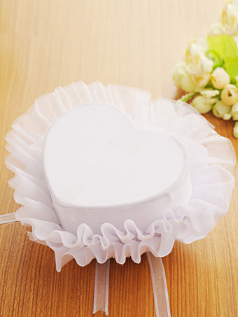 ウェディングリングベアラーボックスレースラインストーンフラワーパールホワイトセレモニー用品