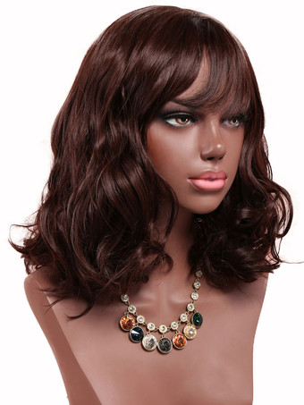 女性の毛のかわいい深い茶色の短いひし形の合成ウィッグ