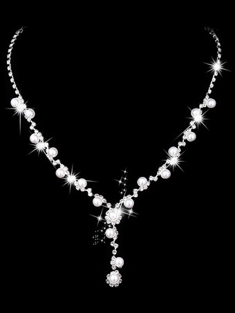 Ensemble de bijoux collier et boucle d'oreille de mariée en argent