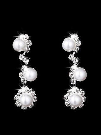 Ensemble de bijoux collier et boucle d'oreille de mariée en argent