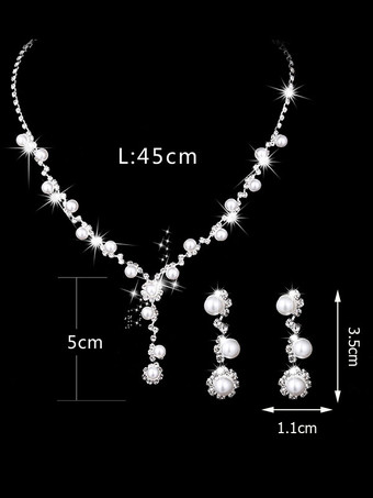 Ensemble de bijoux collier et boucle d'oreille de mariée en argent