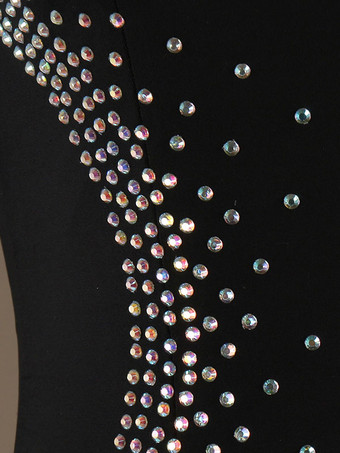 ボールルームのダンスのコスチュームドレス黒の女性のノースリーブビーズのオーガンザトレーニングダンスウェア