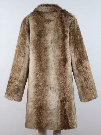 フェイクファーコート　2025　ライトブラウン　カジュアル　ツートンパータン　ノッチカラー　メンズウィンターオーバーコート