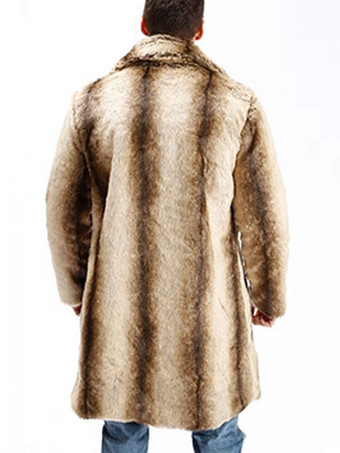 フェイクファーコートメンズ　2026　キャラメルコート　ツートン　ノッチカラー　ロングスリープ　ウィンターオーバーコート