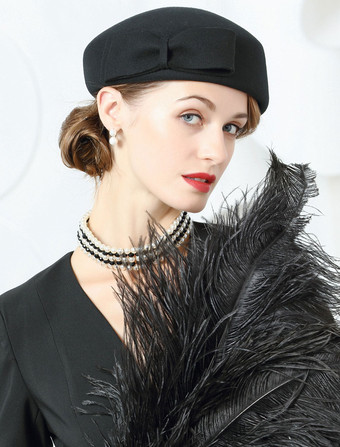Chapeau de laine rétro béret chapeau femmes bourgogne cap vintage Déguisements Halloween