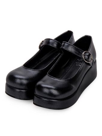 Классические туфли-лодочки в стиле Лолита на платформе с круглым носком из искусственной кожи в стиле Лолита