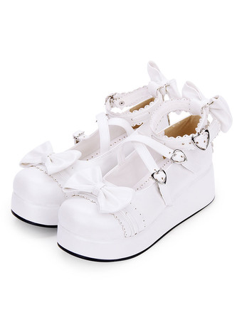 Sweet Lolita Shoes Bow Strappy Buckle Platform PU Chaussures Lolita