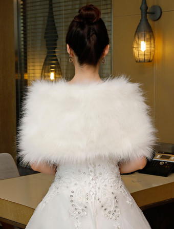 Fausse fourrure étole mariage wrap ivoire châle mariée hiver cover up