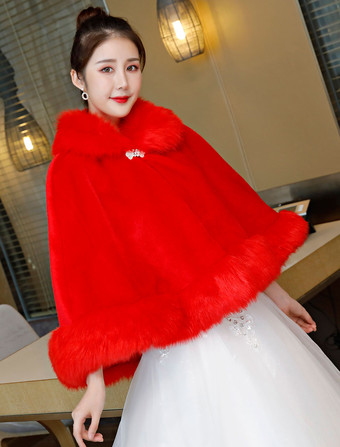 レッド 結婚式 ショール アイボリー 結婚式アクセサリー フェイクファー ブライダル・シャワー 結婚式 ショール 折り襟 ストール ボタン ケープ 花嫁肩掛け ウェディング