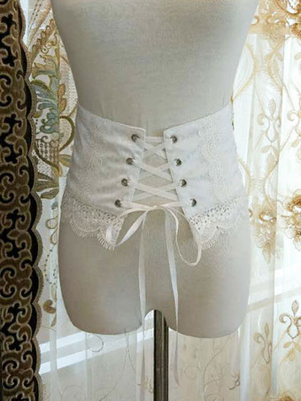 ホワイト クラシックロリータコルセットレースジャカードロリータビスチェ