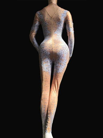 ジャズダンスの衣装ハロウィンの女性セクシーなジャンプスーツロングスリーブナイトクラブウエア