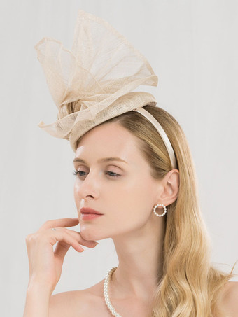 Champagne Fascinator Hat Chapeau Rétro Femme En Lin Déguisements Halloween