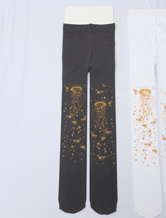 ダークグレー ベルベットロリータパンティストッキングスタークラゲホットスタンプ冬ロリータストッキング