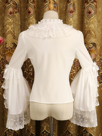 ロココロリータブラウスレーストリムフリルボウシフォンロリータブラウス