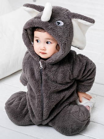 ベビー着ぐるみパジャマ　グレー　象さん　動物着　アングリーバード　ジャンプスー　連体服　赤ちゃん　赤ん坊　仮装　防寒服