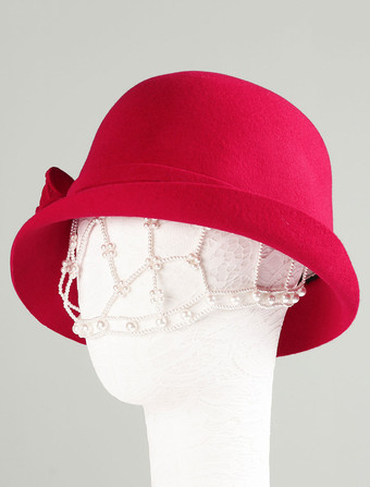 Chapeau en laine Cloche Retro Femmes Hiver Royal Casquette Chapeau Feutre Déguisements Halloween