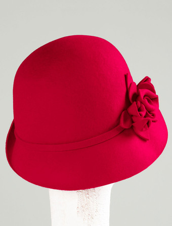 Chapeau en laine Cloche Retro Femmes Hiver Royal Casquette Chapeau Feutre Déguisements Halloween