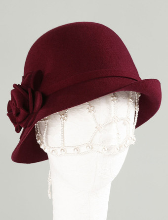 Chapeau en laine Cloche Retro Femmes Hiver Royal Casquette Chapeau Feutre Déguisements Halloween