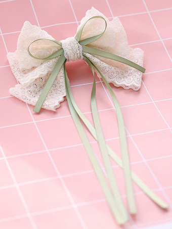 スウィートロリータヘアクリップレースボウトーングリーンロリータヘアアクセサリー