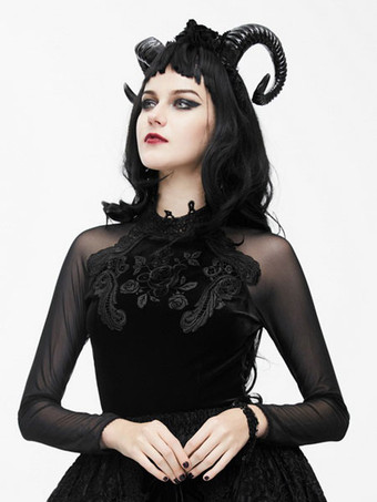 Faschingskostüm Gothic Kostüm Top Schwarz Damen Langarm Vintage Kostüme Karneval Kostüm Karneval Kostüm
