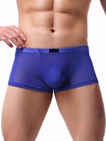 Blu RoyalMenhorts sexy di nylon della biancheria degli uomini della biancheria sexy