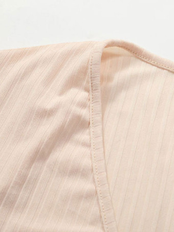 クロップトップス 綿混紡 レディーストップス ホワイト 長袖 ショート丈トップス レディースファッション 無地 Vネック 透かし彫り