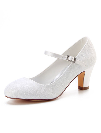 Sapatos De Casamento 2024 Do Vintage Laço Rodada Dedo Do Pé Fivela Detalhe Sapatos De Noiva Mãe Da Noiva
