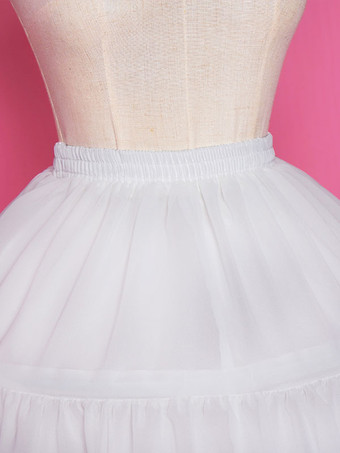 ホワイトロリータペチコートシフォンレーストリムフリルロリータペティスカート