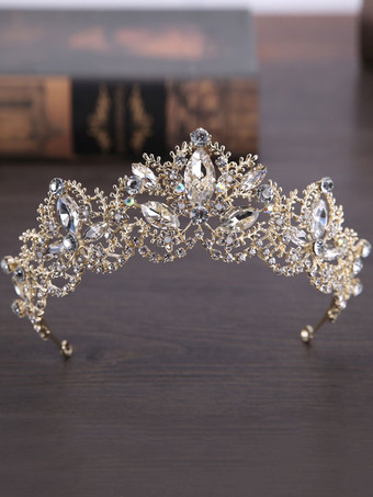 Tiara de casamento real coroa de ouro headpieces princesa strass acessórios para o cabelo de noiva vintage