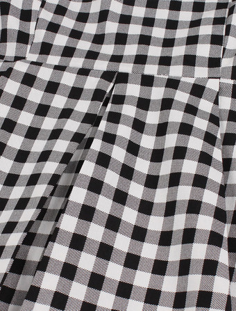 Robe de Vintage 1950s Imprimés Carreaux Femme Courte à Col V avec Manches Courtes avec Epaule Dénudée Coupe Cintrée Bas Evasée Bicolores Robes de Rétros