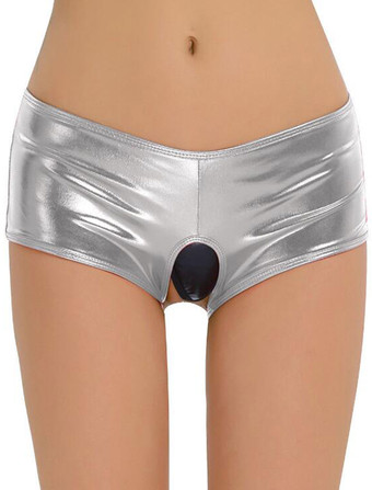 Pantalones cortos sexy del club de cuero sin entrepierna como las mujeres Club Bottom