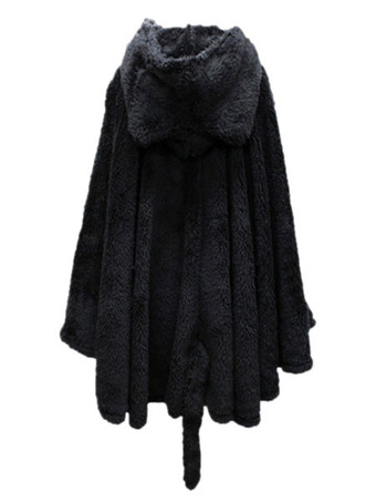 ゴシックロリータケープキャットプラネットプリーツフード付きペレットフリースベルベットロリータポンチョコート