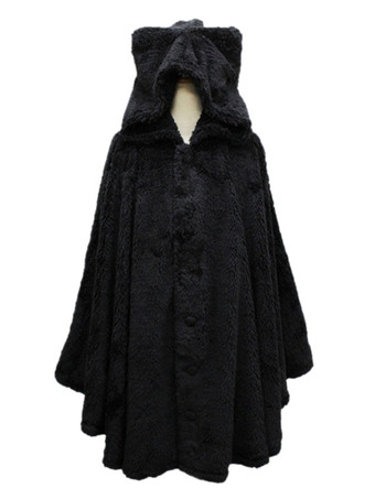 ゴシックロリータケープキャットプラネットプリーツフード付きペレットフリースベルベットロリータポンチョコート