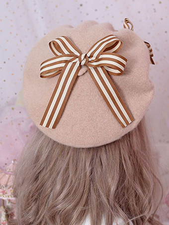 甘いロリータベレーデイジーフローラルボウウールロリータハット