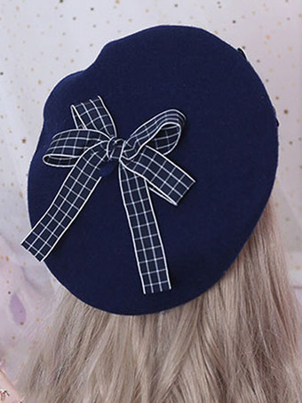 甘いロリータベレーデイジーフローラルボウウールロリータハット