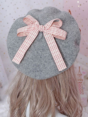 甘いロリータベレーデイジーフローラルボウウールロリータハット