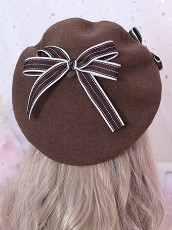 甘いロリータベレーデイジーフローラルボウウールロリータハット