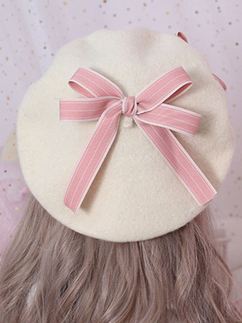 ロリータベレーボウフローラルウールロリータハットスウィート