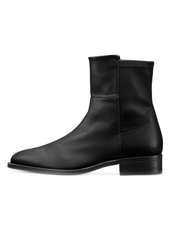 Botines mujer negro de tacón gordo de puntera redonda 2.5cm de Primavera Otoño Color liso para uso al aire libre estilo moderno 2025