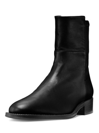 Botines mujer negro de tacón gordo de puntera redonda 2.5cm de Primavera Otoño Color liso para uso al aire libre estilo moderno 2025