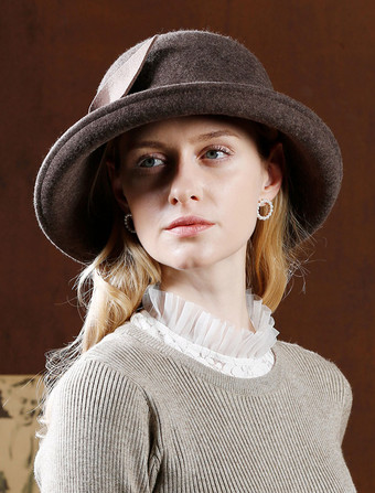 レトロウール帽子弓ロイヤルヘアアクセサリー女性ヴィンテージヘッドピースハロウィン