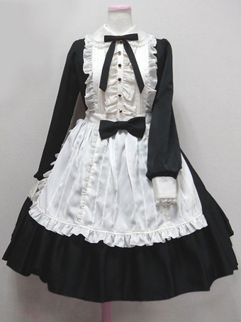 ブラック 甘いロリータワンピースOP　2025　オーシャンブルー　ターンダウンカラー　ロングスリーブ　ロリータワンピースワンピース　アイドル衣装　 