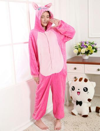 Kigurumi Pajamas Stitch Onesie Pink Flannel Anime Winter Sleepwear