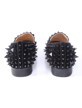 Mens Black Spike Loafers Prom Party Wedding Shoes Party Prom Party Wedding  Shoes with Riverts - Milanoo.com