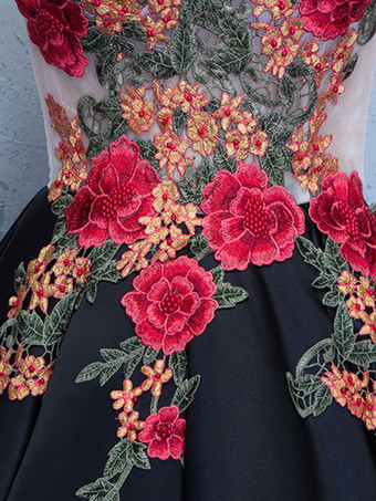 パーティードレス　ブラック　Aライン　スクープネック　アシンメトリー　ノースリーブ　レース　レースアップ　