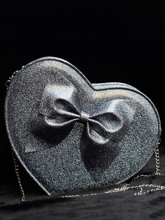 Bolsa de Lolita de PU Festa de Chá com laço doce de poliuretano PU com desennho de corações mochila de lado 
