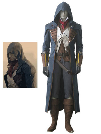 Carnevale Ispirato da Assassin's Creed Unity Arno Victor Dorian Costume da Carnevale Cosplay Costume scuro Navy Carnevale