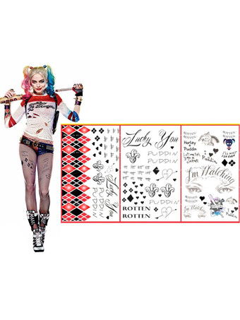 Harley Quinn - Autocollant de tatouage dans le Suicide Squad de Harley Quinn 2024 Déguisements Halloween