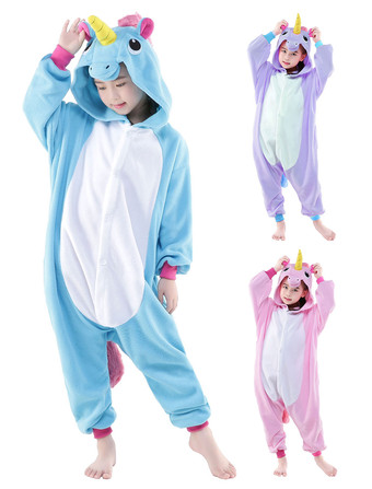 Kigurumi Pijama 2024 Rosa Licorne Unicorn Onesie Kid Flanela Pijamas Traje Halloween